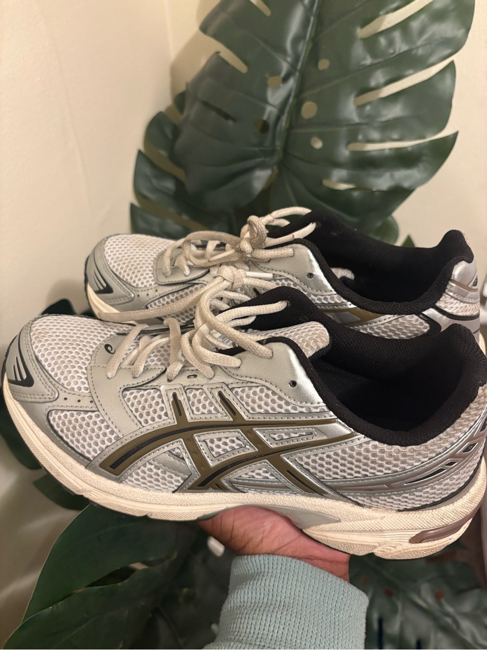 ASICS Silver and Black Mesh Athletic Running Shoes